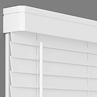 Vista 1 de Persiana de madera sintética sin cable de 2 pulgadas con cenefa contemporánea - 27.5" de ancho x 36" de largo - Blanco, más de 900 tamaños