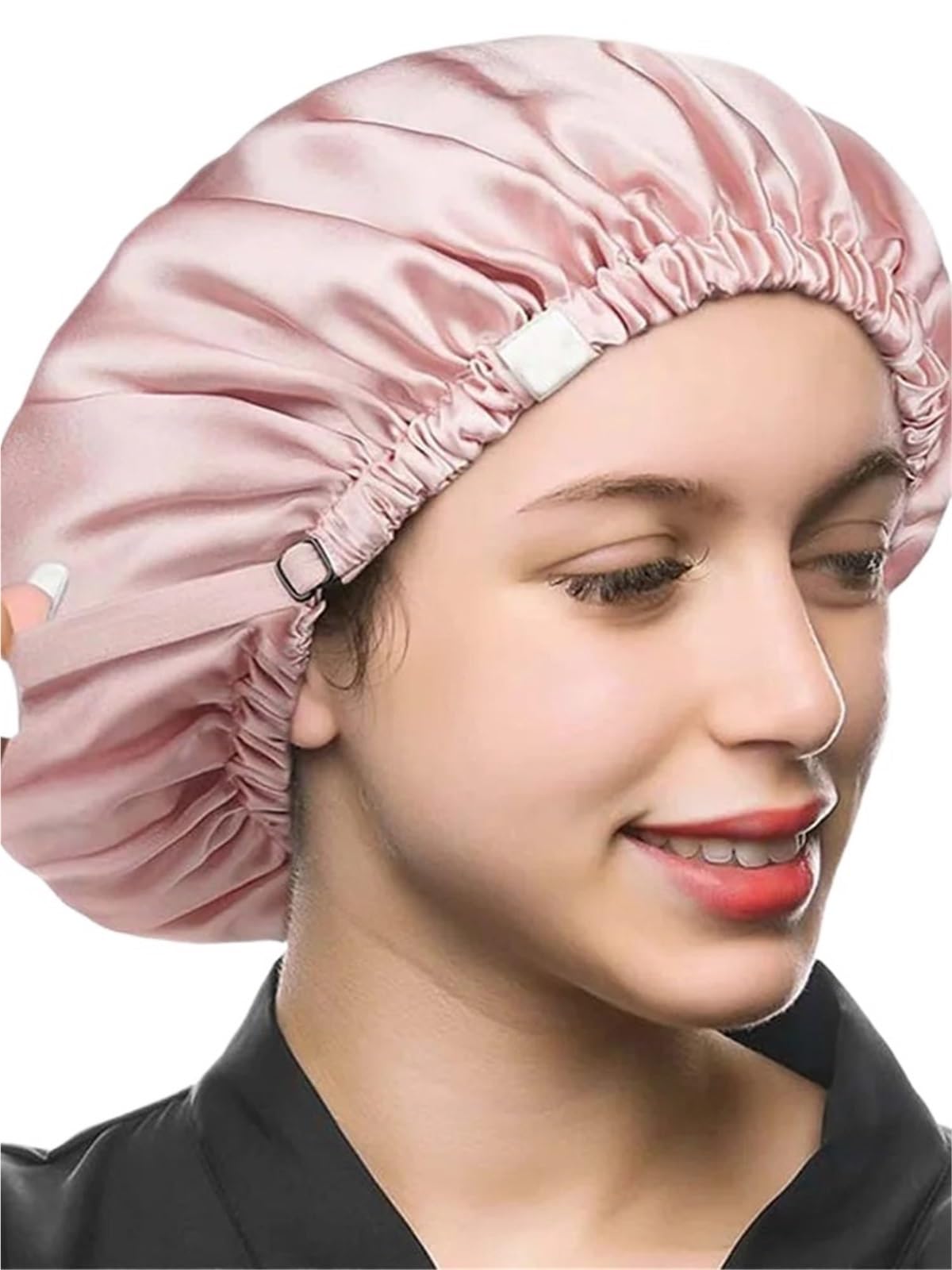 Seiden-Schlafhaube Seidenschlafmütze for Damen, doppellagig, Schlafmütze, Haarwickel, elastisches Kopftuch for alle Haare(Beige)