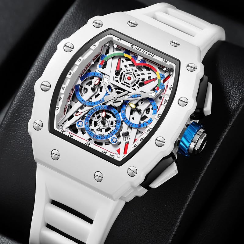 Image of Giordano Multifunction Watch for Men with Day, Date, and 24-Hour Sub-Dial, Water Resistant Square Dial Unique Design