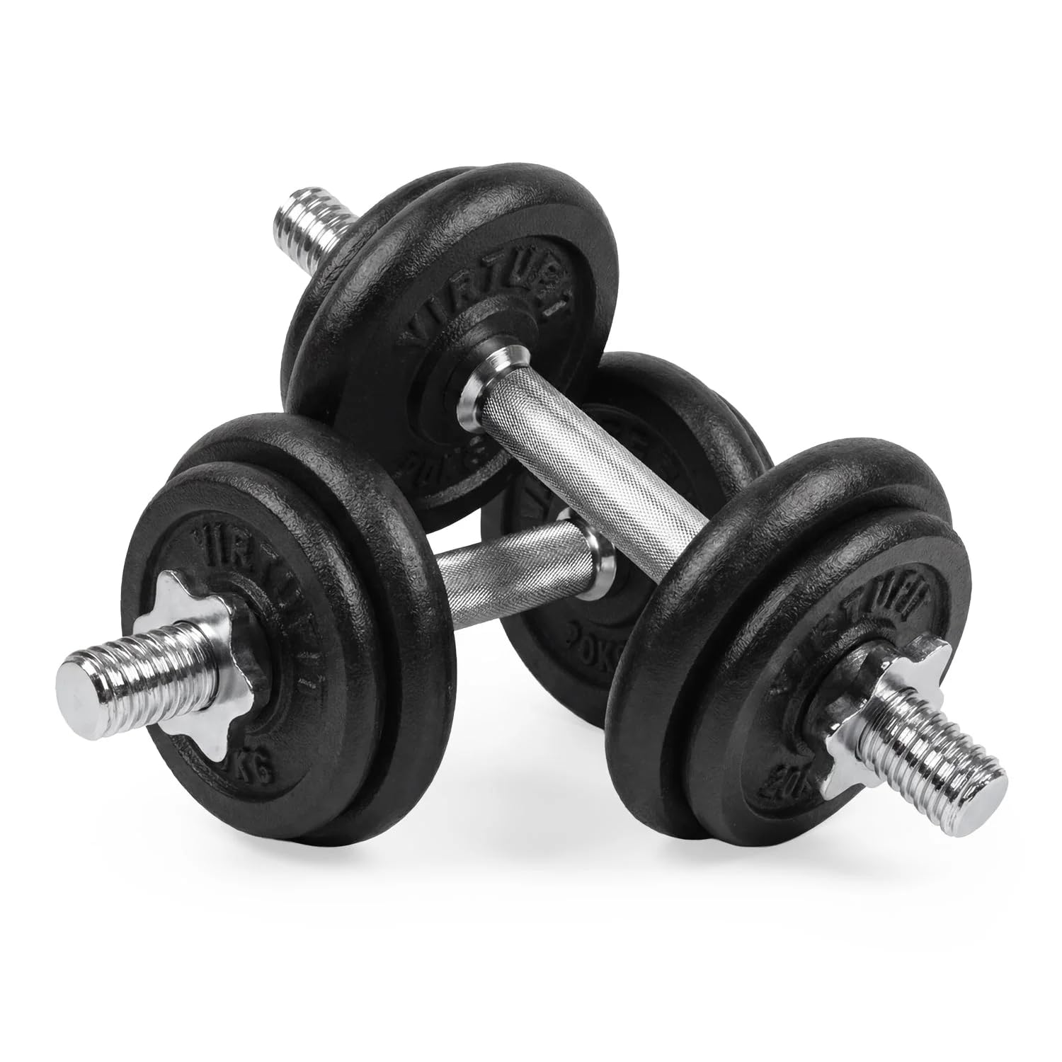VirtuFit Zestaw hantli regulowanych Pro 20 kg – 2 x 10 kg hantle krótkie | 2,5 do 10 kg, waga całkowita 20 kg, w zestawie walizka do przechowywania, 2 krótkie hantle, żeliwo