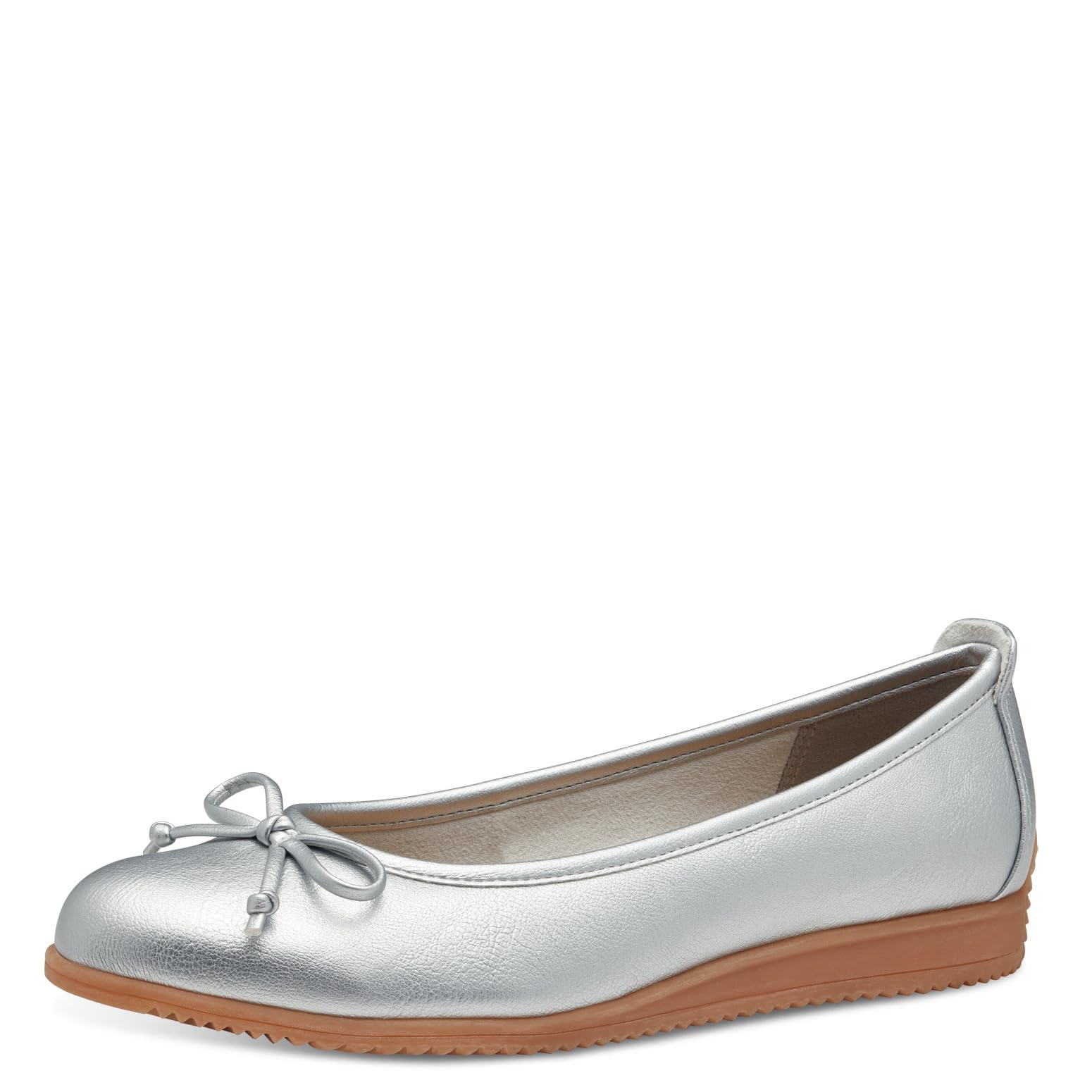 MARCO TOZZI Women's 2-22120-44 Ballet Flats, Silver, 37 EU, Silver, 5 UK