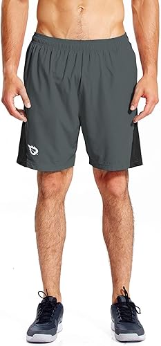 Miniatura 2 de baleaf Pantalones cortos de correr para hombre de 7 pulgadas con forro de malla y bolsillo con cremallera para entrenamiento atlético y gimnasio