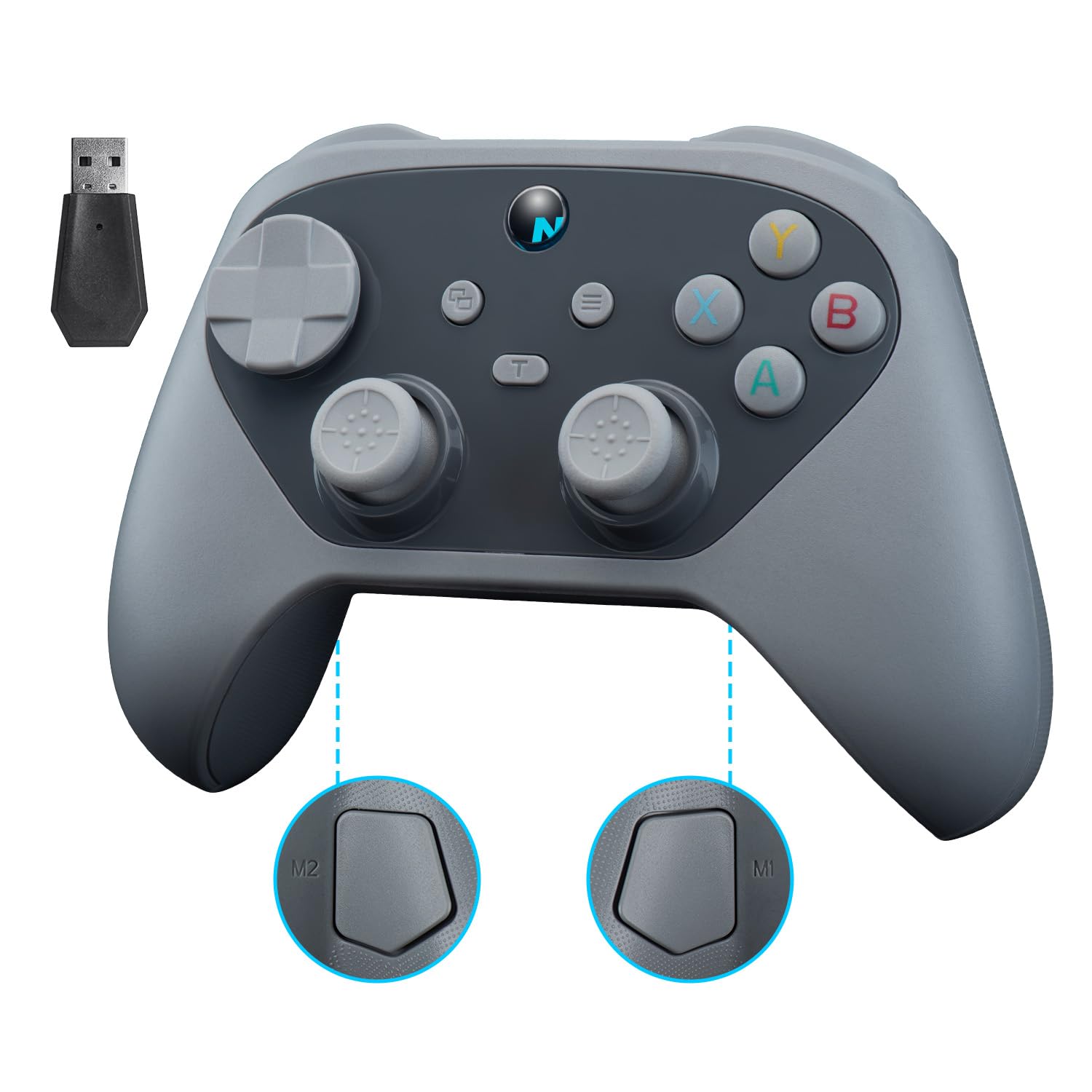 NITHO KARMA Controller Wireless Compatibile con Switch, Switch 2, PC, iOS e Android, Gamepad con Hall Effect, Tasti Posteriori Programmabili, Turbo, Giroscopio a 6 Assi e Doppia Vibrazione – Grigio