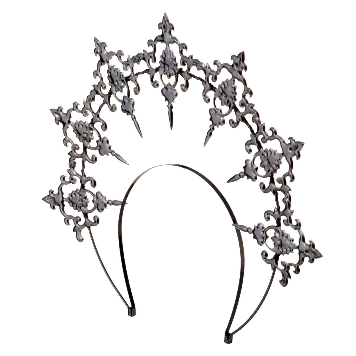 BLESSUME Goddess Mary Halloween Headband Alice Band Crown Headband for Women (Black 1) Black 1 Count (Pack of 1) - Image 2