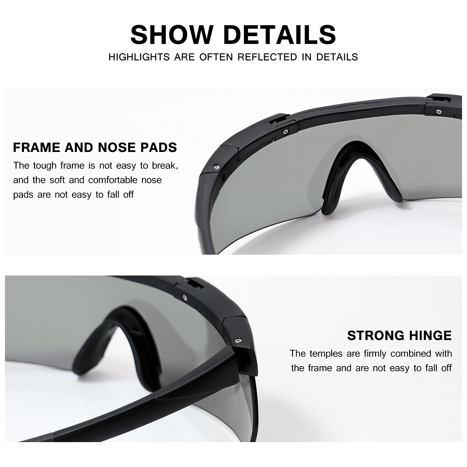 SPOSUNE Outdoor Tactical Brille mit 3 Austauschbaren Gläsern, Schlagfestigkeit Schießbrillen, Unisex-Schutzbrille Anti-Fog UV400 Augenschutz Sonnenbrille für die Jagd Radfahren Fahren