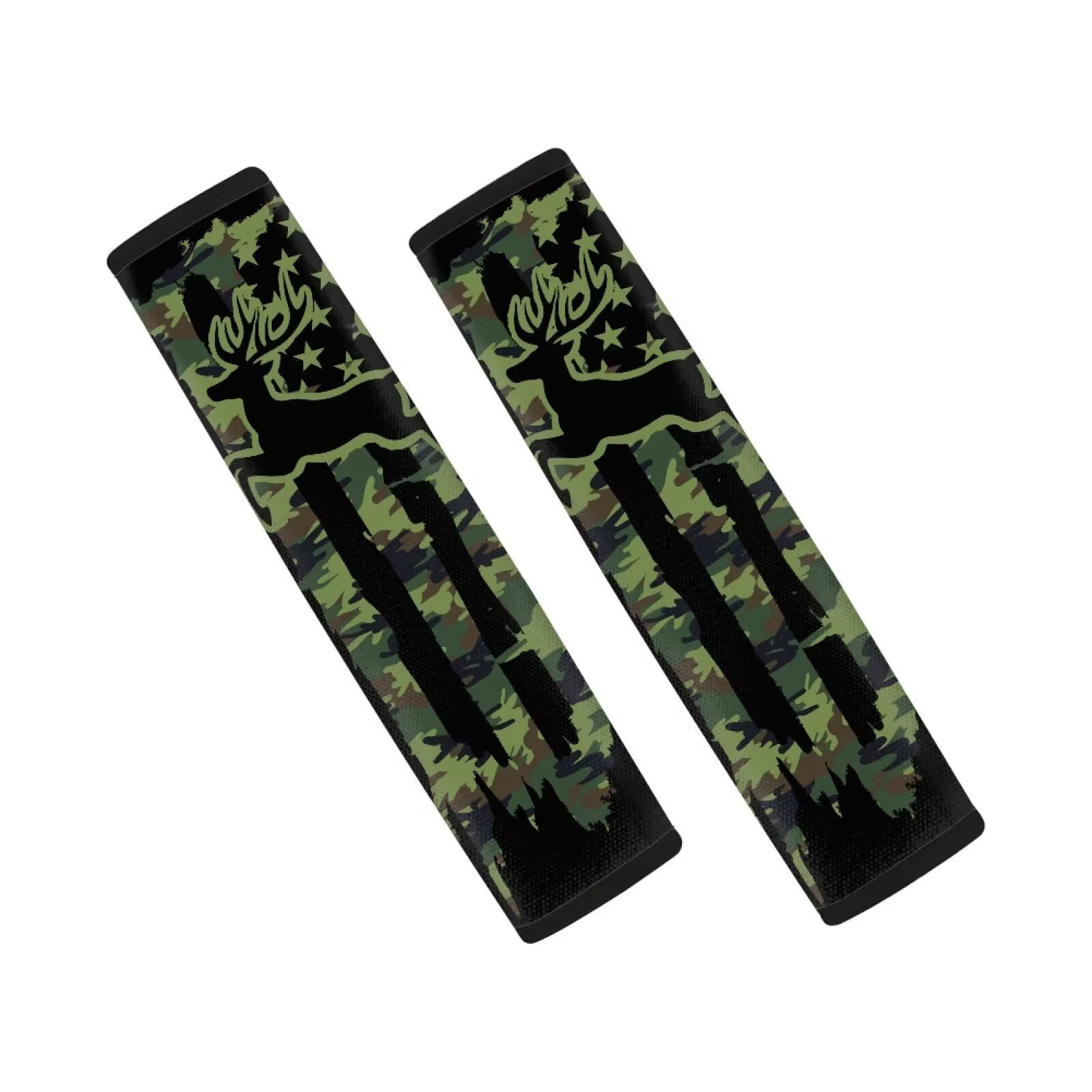 AFPANQZ Deer America Flag Seat Belt Cover Pads Cushion Universal Fit Safety Seatbelt Pillow Head and Neck Support Adjustable Driver Shoulder Protection Luggage Bag Strap Pad