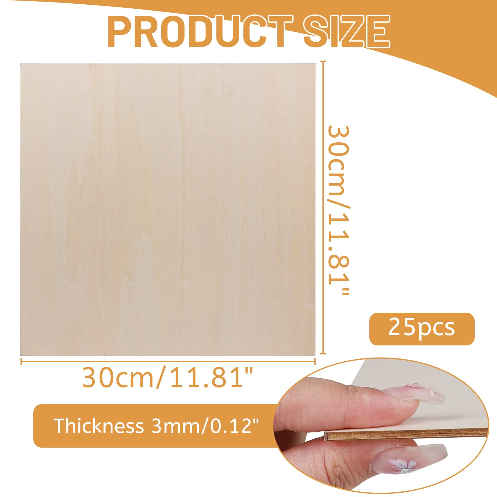 DBREAKS Pack of 25 Linde Plywood Balsa Wood 3 mm, Lime Leaf Wood Board, Laser Cut Wood - Image 3