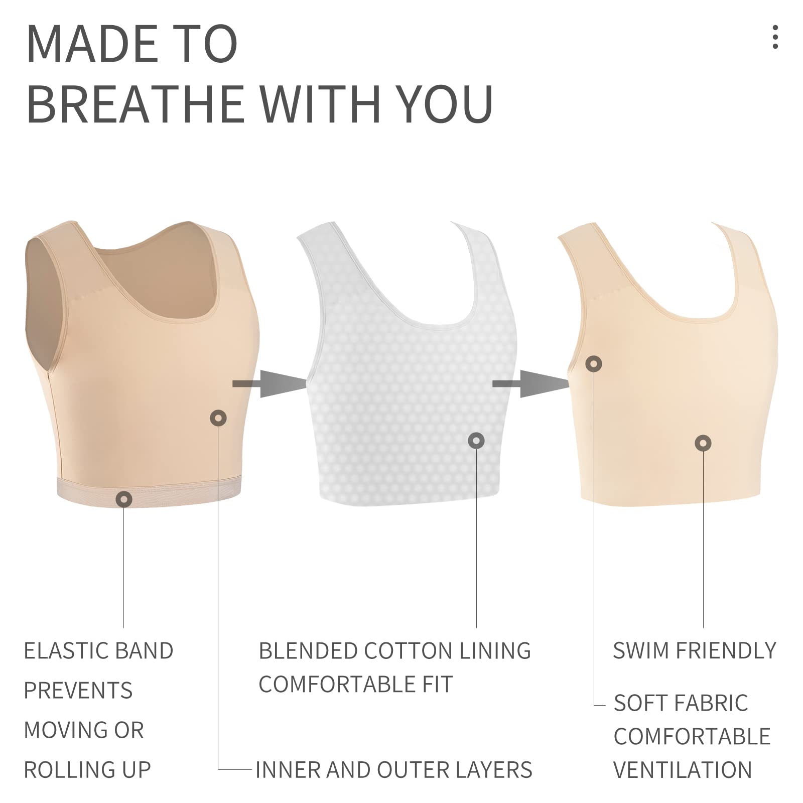 XUJI Binder Transgender FTM Elastico Compression Bra Pullover Tank Top