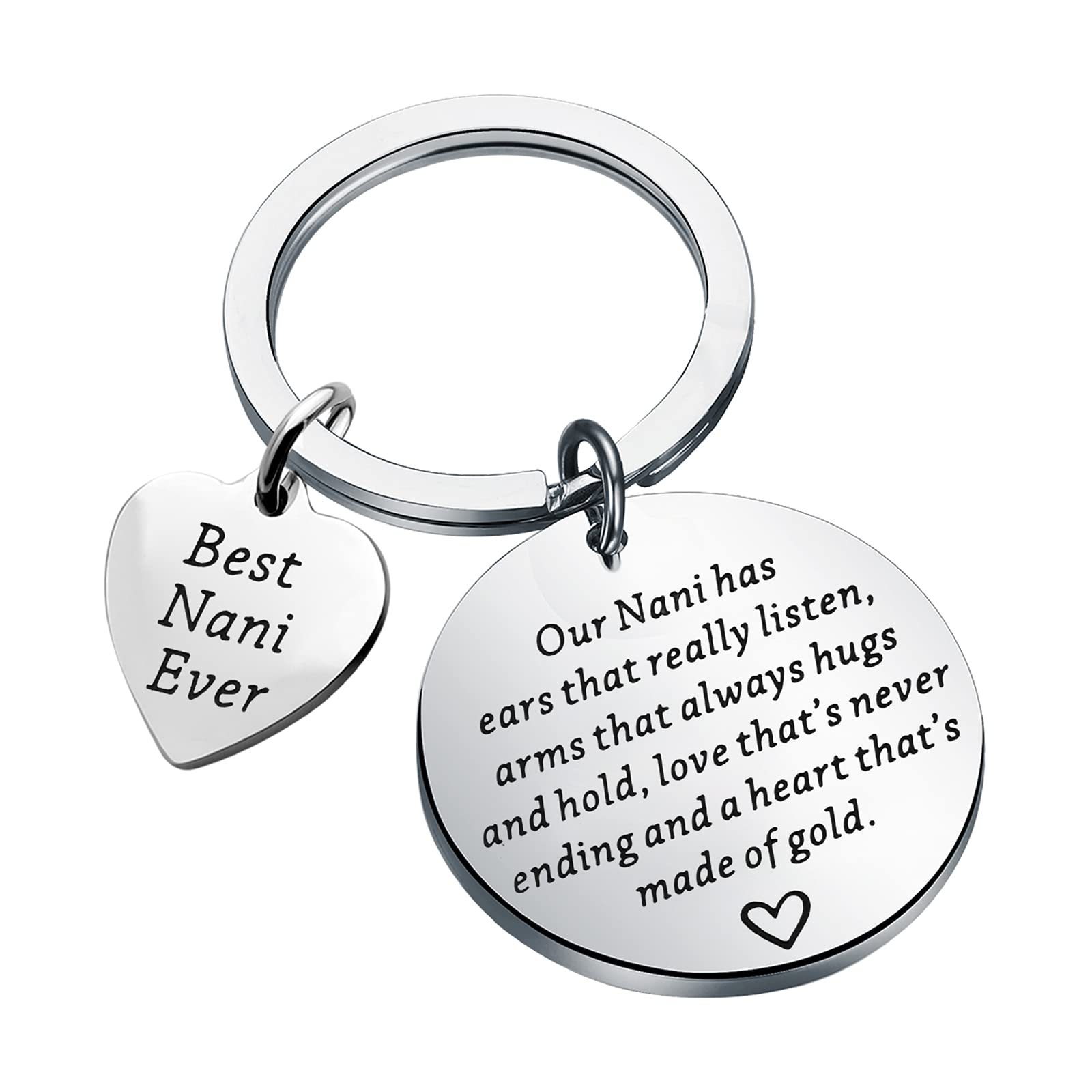 FOTAP Nani Keychain Nani Jewelry Grandmother Jewelry Best Nani Ever Gift Grandma Nani Gift Grandma Gifts from Grandchildren