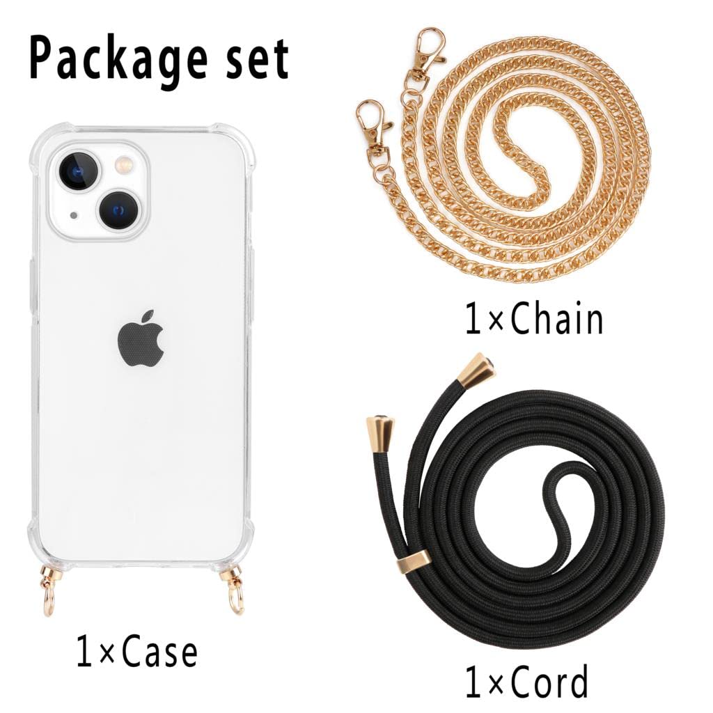 Lawonda Cover con Cordino per iPhone 13 Pro Max 6,7, Custodia Trasparente con Collana Rimovibile Tracolla Laccio Collo Ultra Sottile Morbido TPU Silicone Antiurto AntiGraffio Case