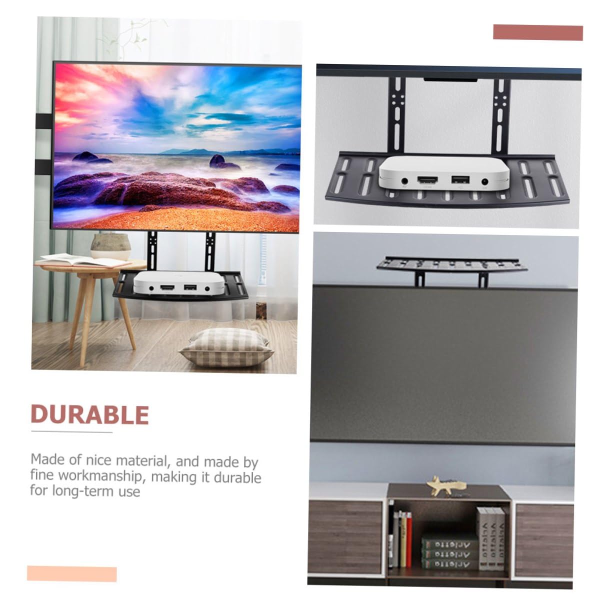 Mensola da Parete per Tv e Router Nero Supporto per Organizer Senza Scaffale Raffreddamento e Stoccaggio per Proiettori e Telecomandi Design Elegante e Resistente