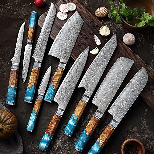 Set Cuchillos Cocina 9 Piezas Acero Damasco miniatura 2