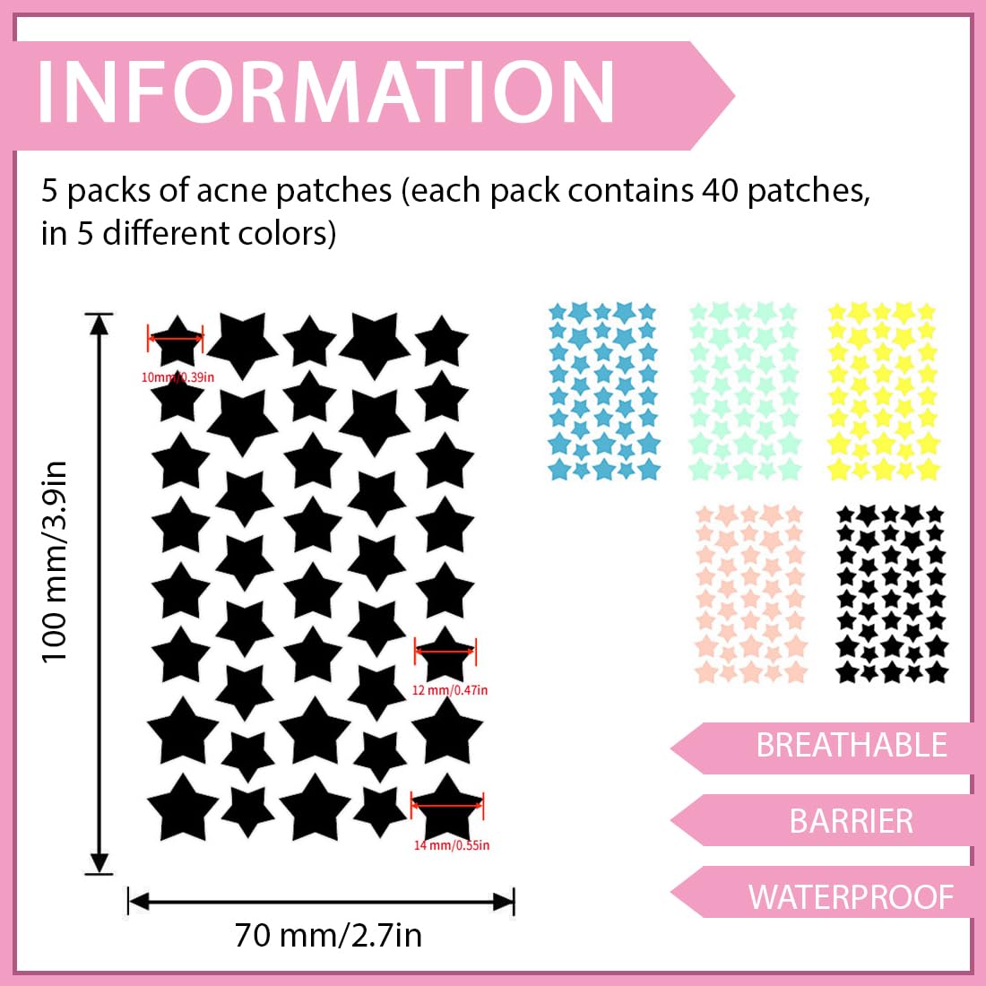 JEYORZY 200 Pezzi pimple patch star, patch brufoli stelline Invisibile Naturale Hydrocolloid e Traspirante,Cerotti Idrocolloidali Cerotti Brufoli Stelline Patch Brufoli Stelline Con Olio Di Tea Tree