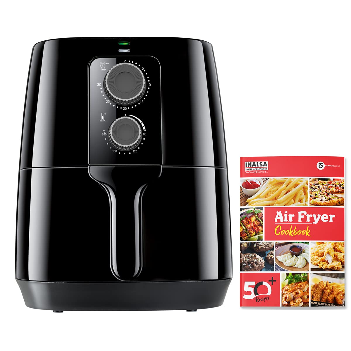 INALSA Air Fryer 4.2 L Nutri Fry - 1400W with Smart Rapid Air Technology, Timer Selection And Fully Adjustable Temperature Control,Free Recipe book,2 year warranty (Black)