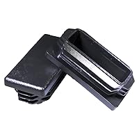 Vista 10 de Prescott Plastics Tapas de plástico acanaladas de 1 1/2 x 3 pulgadas, tapas rectangulares de tubo de metal negro, fuertes inserciones de patas