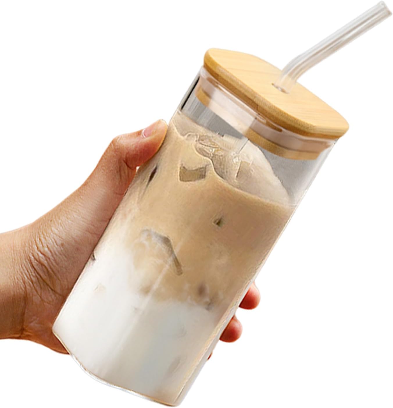 Multifuntional Glass Cups with Straw 350ML Beverage Cup Cold Drinks Cups Texture Suitable for Daily Use Juices Cup