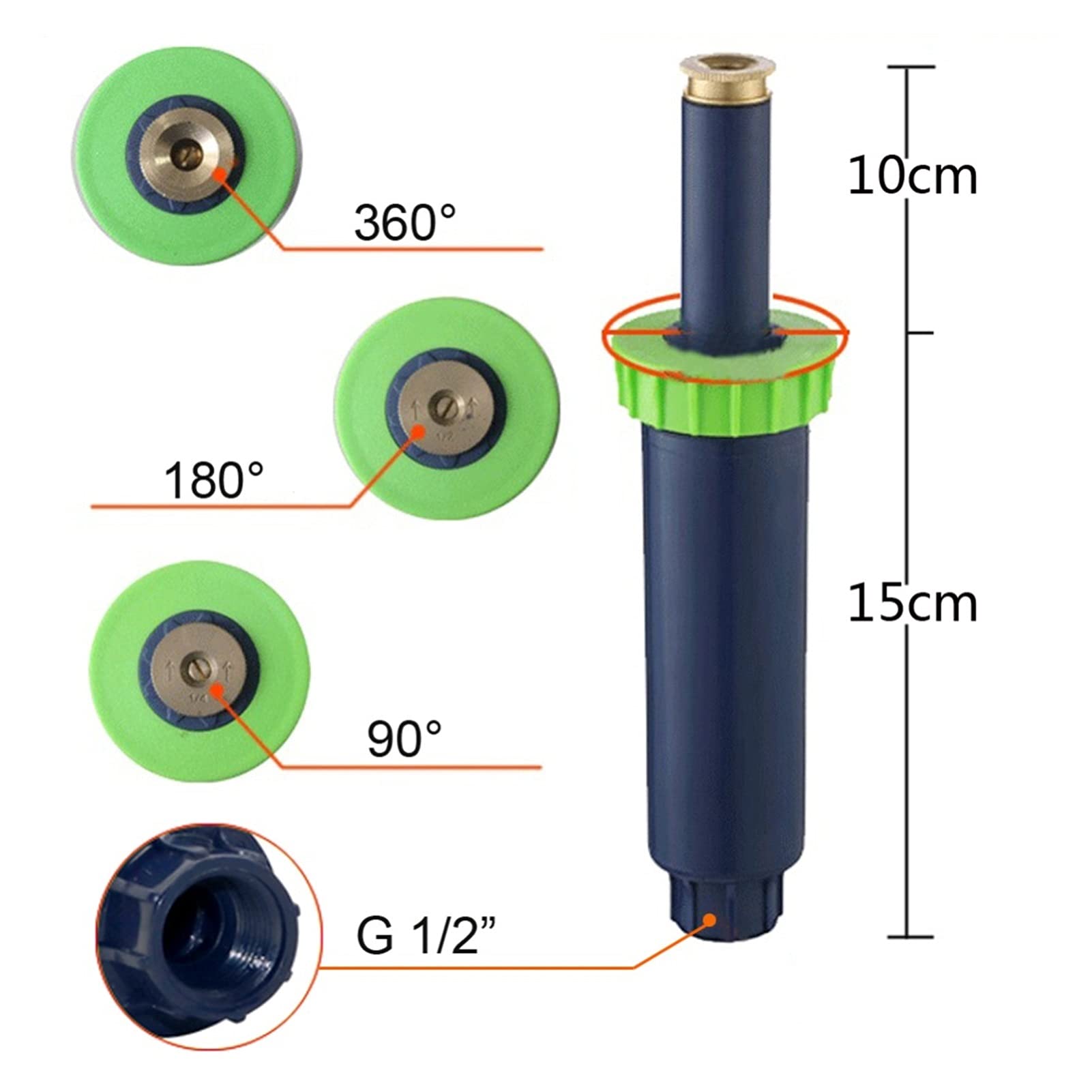 Strumenti for l'irrigazione da giardinaggio, 10 pezzi da 1/2 pollice filettatura femmina 90 180 360 gradi irrigatore a scomparsa irrigatore for irrigazione del prato irrigatore for irrigazione da giar