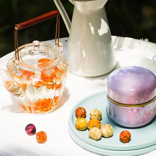 Miniatura 8 de Paquete de 16 mini bolas de té de flores 8 sabores diferentes 2 de cada una té de flores en caja de regalo para mujer belleza