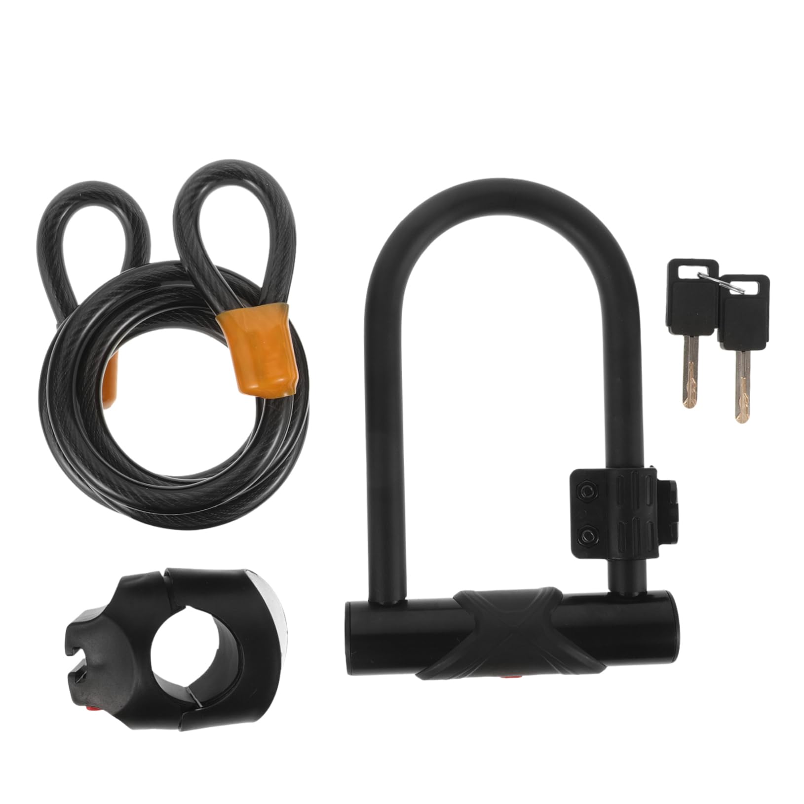 Antivol Vélo U avec Câble en Acier, Noir, Sécurité Extérieure | Revêtement Pvc, Système à Double Verrouillage, Format Voyage, Usage Cyclisme et Extérieur
