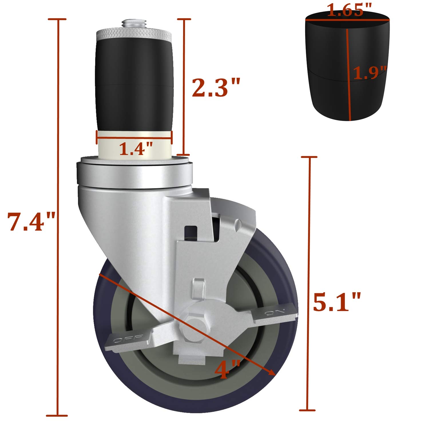 Buy MySit 4 inch Work Table Caster Wheels, Expanding Stem Caster Set of
