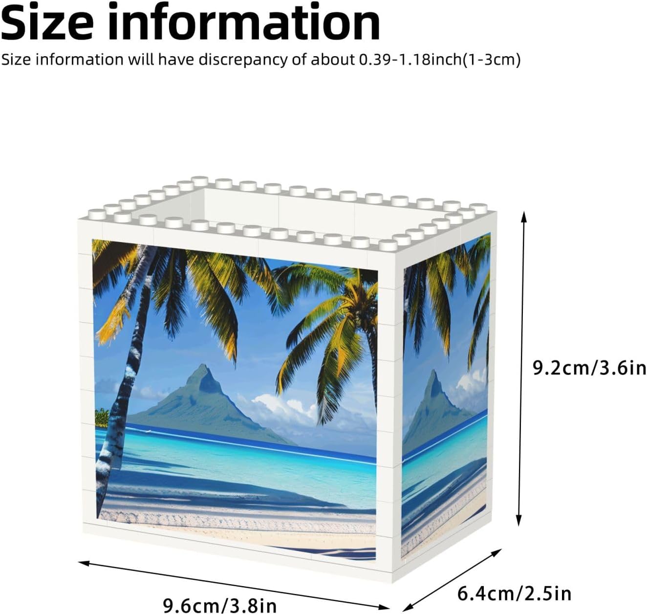 Tahiti Beaches Print Uv Print Block Pencil Cup, Detachable Creative Block Desk Organizer Office Abs Pen Holder image 3