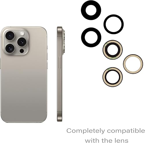 Miniatura 6 de Juego de 3 piezas de repuesto para lente de cámara trasera para iPhone 15 Pro, repuesto de vidrio con adhesivo preinstalado + kit de herramientas de