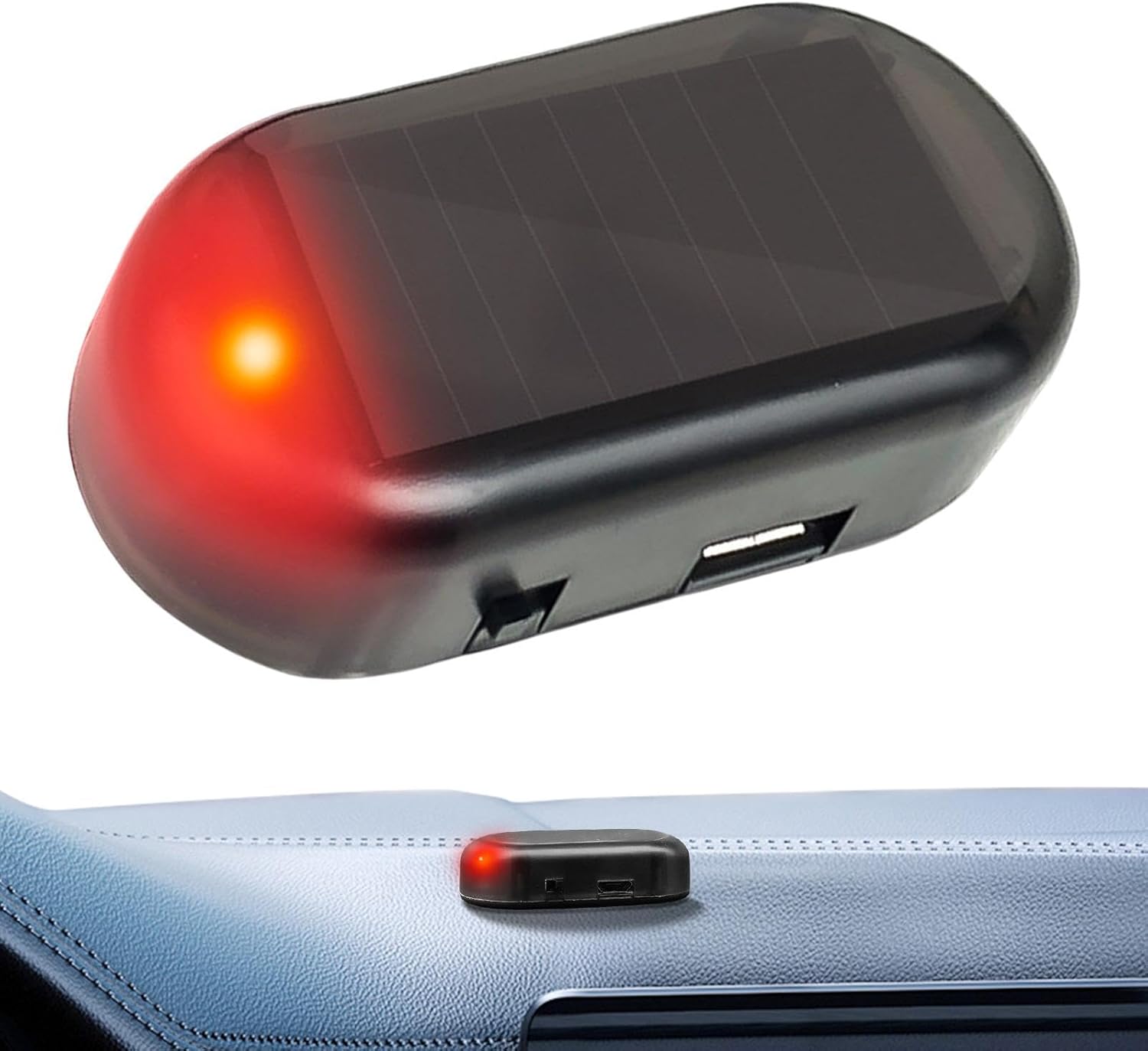 Lumière LED d’avertissement flash – Voyant d’avertissement LED | Lampe d’avertissement antivol sans fil, énergie solaire de voiture, alarme factice simulée, lumière de sécurité clignotante antivol LED