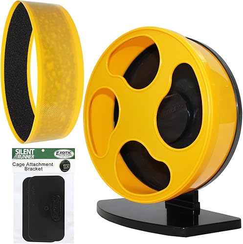 Silent Runner 9 pulgadas + pista de arena + accesorio de jaula – Juego de ruedas de ejercicio para mascotas – para hámsters robo, hámsters sirios,