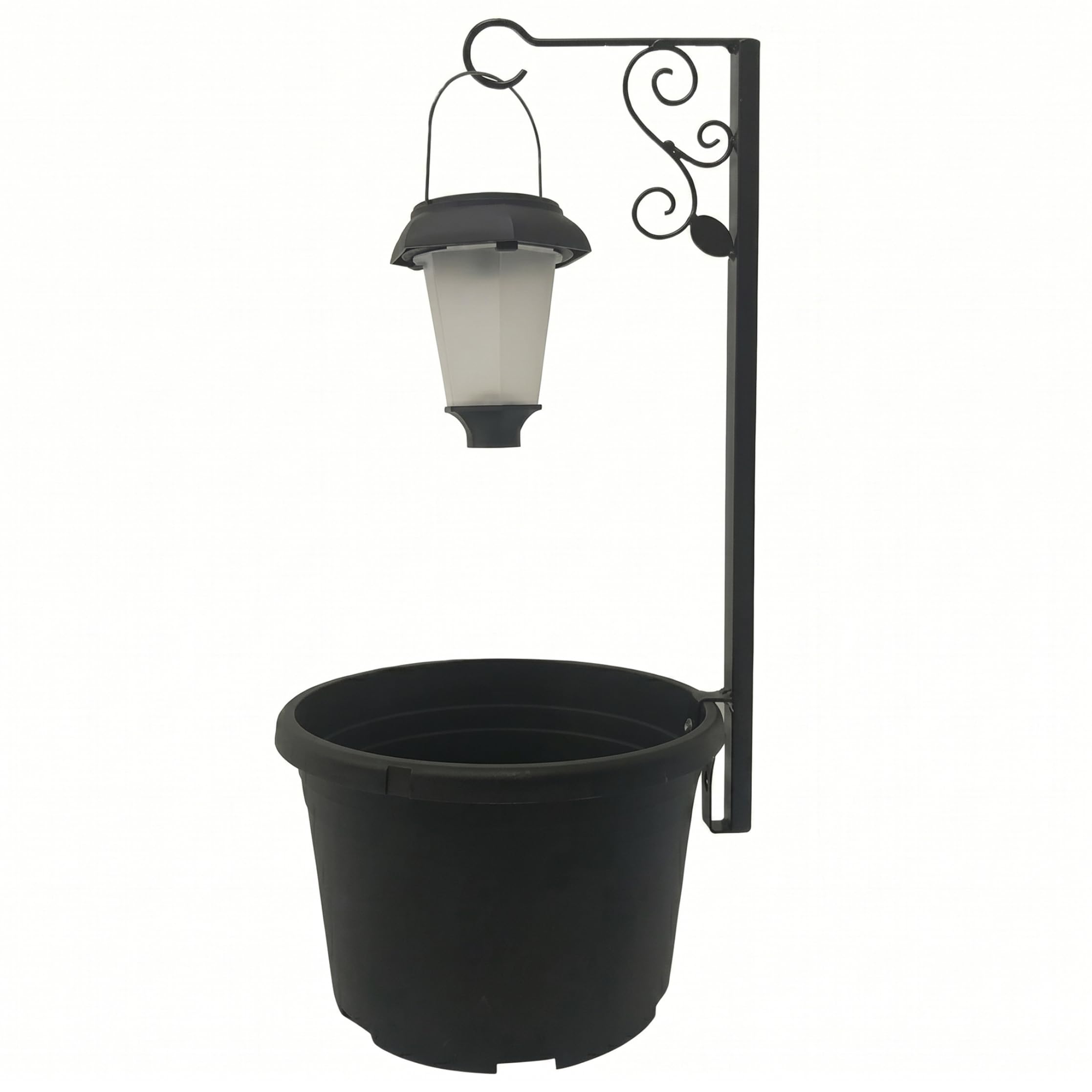 Wilafury Solar Light Planter, Waterproof Solar Floor Lamp Post with Planter, Auto Light Control Outdoor Lights for Patio, Porch, Deck, Yard Decor, Black