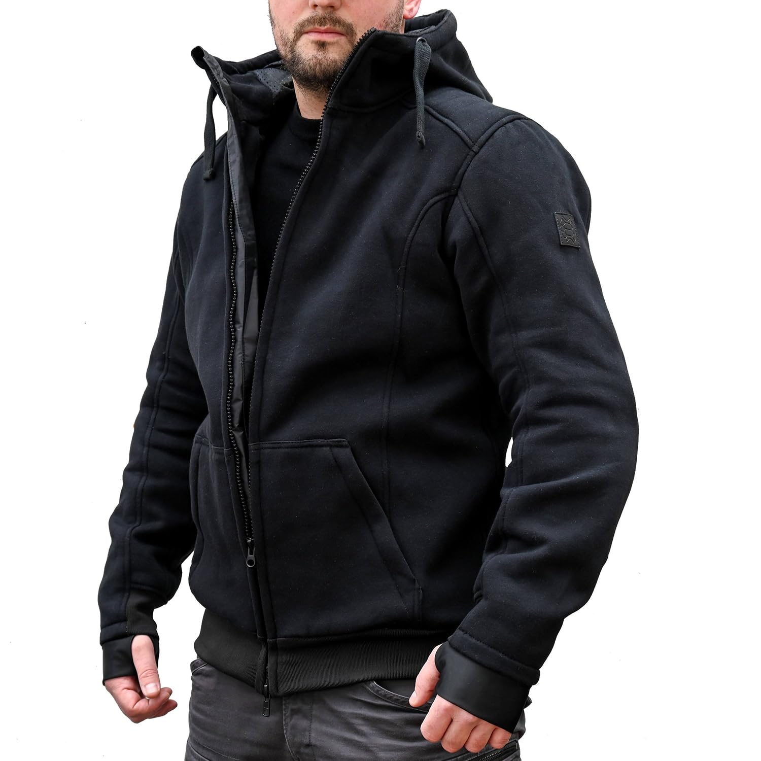 Motorrad-Hoodie Zipper - Motorradjacke Herren - CE Protektoren, DuPont™ Kevlar® Verstärkung, YKK-Zip, Motorrad Jacke Männer - Motorrad Hoodie - Biker Hoodie - Stylisch & Sicher
