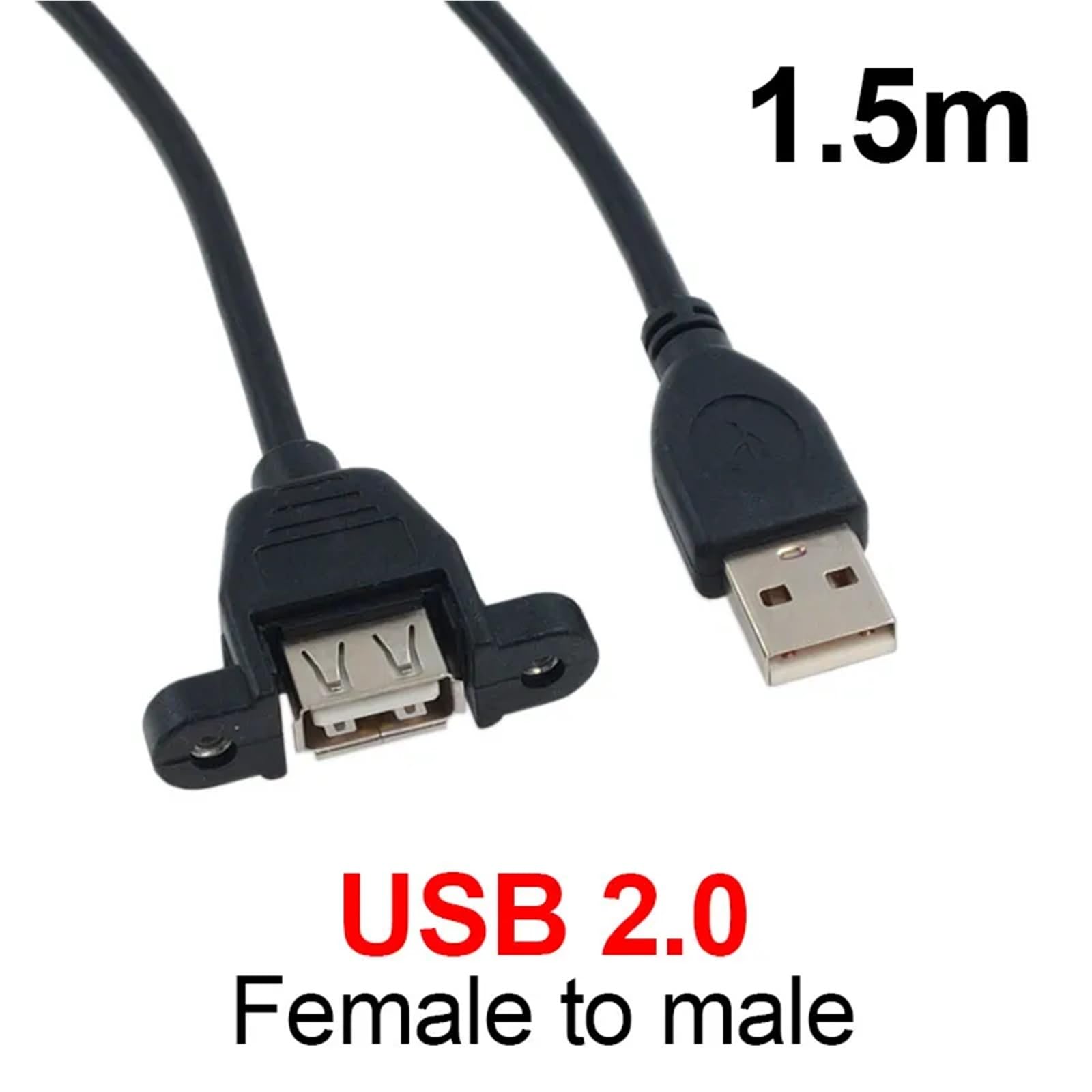 Cavo di prolunga USB 2.0 USB 3.0 da maschio a femmina, per sincronizzazione dati, senza viti, connettore per montaggio a pannello, 1 pezzo (USB 2.0 F-M, 1,5 m)