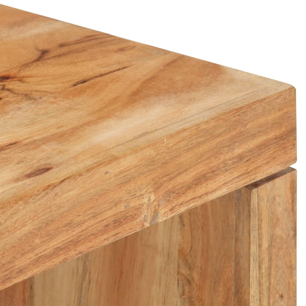 Juego de mesa de café de madera maciza de acacia, 90 x 50 x 40 cm y 80 x 50 x 20 cm, moderna, 2 mesitas auxiliares para salón, oficina, balcón, etc