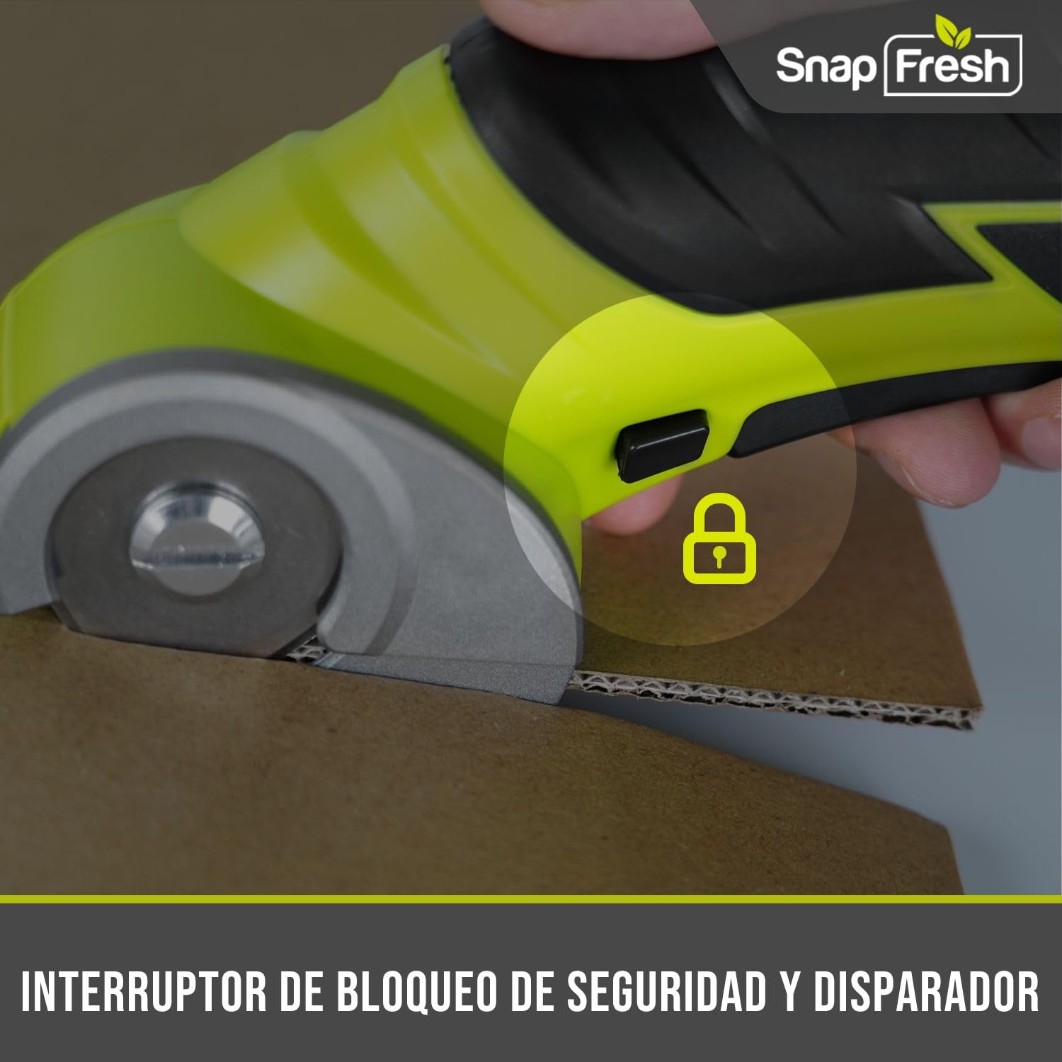 Tijeras Eléctricas sin Cable, SnapFresh Mini Cutter Eléctrico 4V, Cortador Rotativo p/Tela y Tela, Cortador Alfombras y Cartón c/Cuchilla Repuesto
