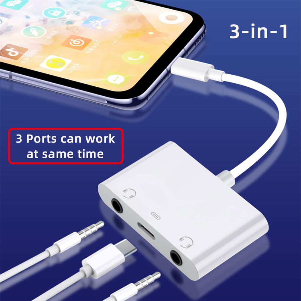 Scheda audio da USB-C a doppia scheda audio AUX e microfono da 3,5 mm con adattatore di ricarica PD compatibile con computer portatili, tablet, telefoni