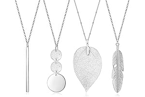 4 PCS Long Feather Necklaces for Women