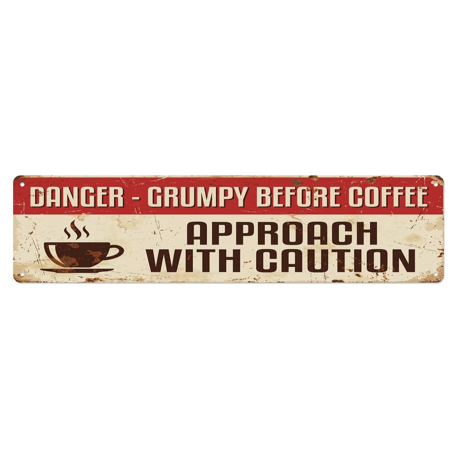 Olhnbad 4X16inch(10X40cm) Vintage Funny Danger Grumpy Before Coffee Warning Metal Tin Sign
