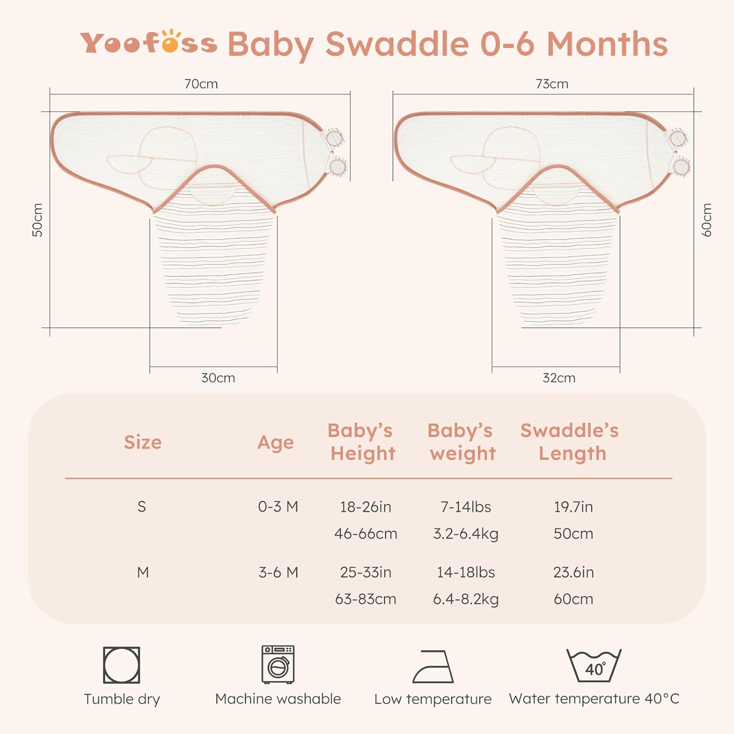 Yoofoss Baby Swaddles for Newborns 100% Cotton, Adjustable Swaddle 0-3 Months 3 Pack Newborn Swaddle Sack, Breathable Soft(Small) - Image 5