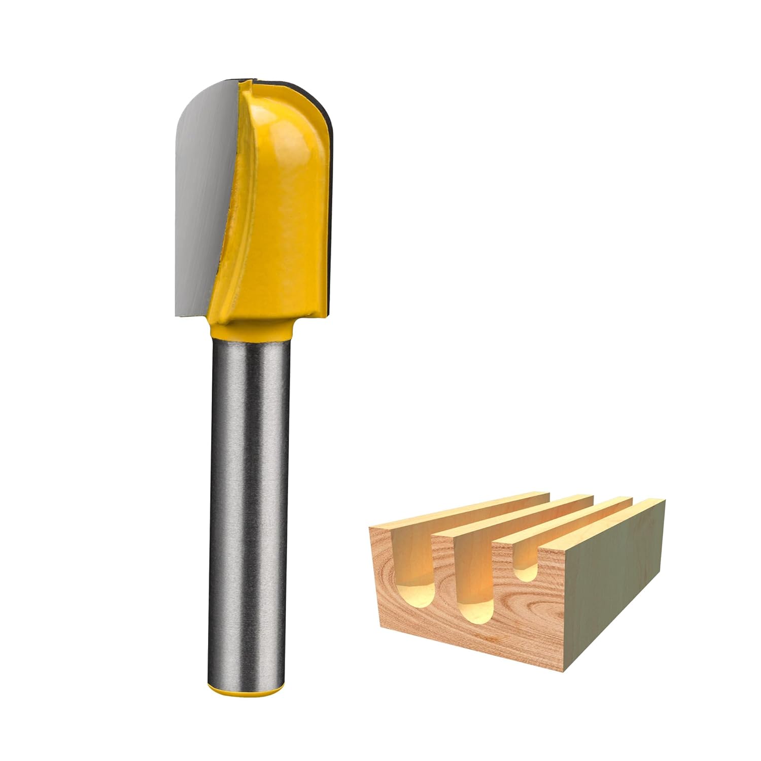 HUHAO Cove Box Router Bit,Carbide Double Flute Core Box Round Nose Router Bit 1/4 Inch Shank Woodworking Tool- 1/2" Cutting Diameter, Half Round Groove