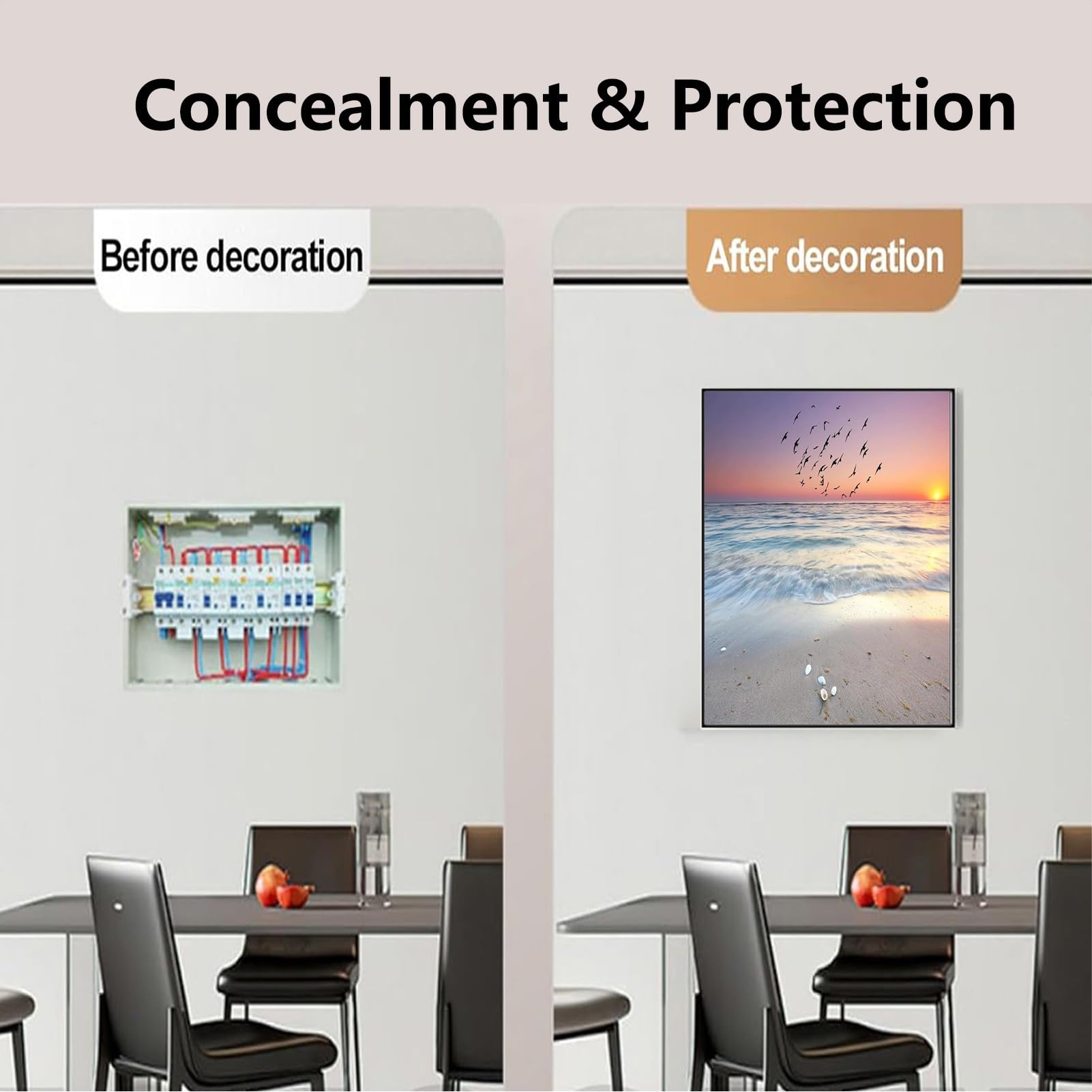 AWSAD Tapa Contador Cubierta Decorativa, Caja de Medidor Eléctrico Oculta, Caja de Interruptor Vertical Pinturas Modernas Tapa Protectora, Montaje en Pared(C,40X50CM(15.7x19.6in))