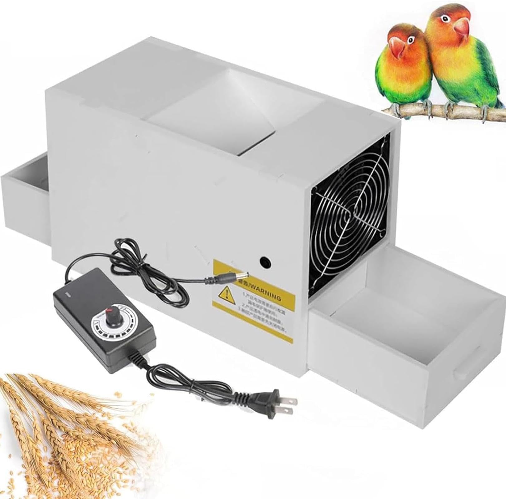 Electric Bird Seed Cleaner - Adjustable Speed Blowing Machine for Millet, Grains, and Melon Seeds with Double Drawer for Efficient Shell Splitting and