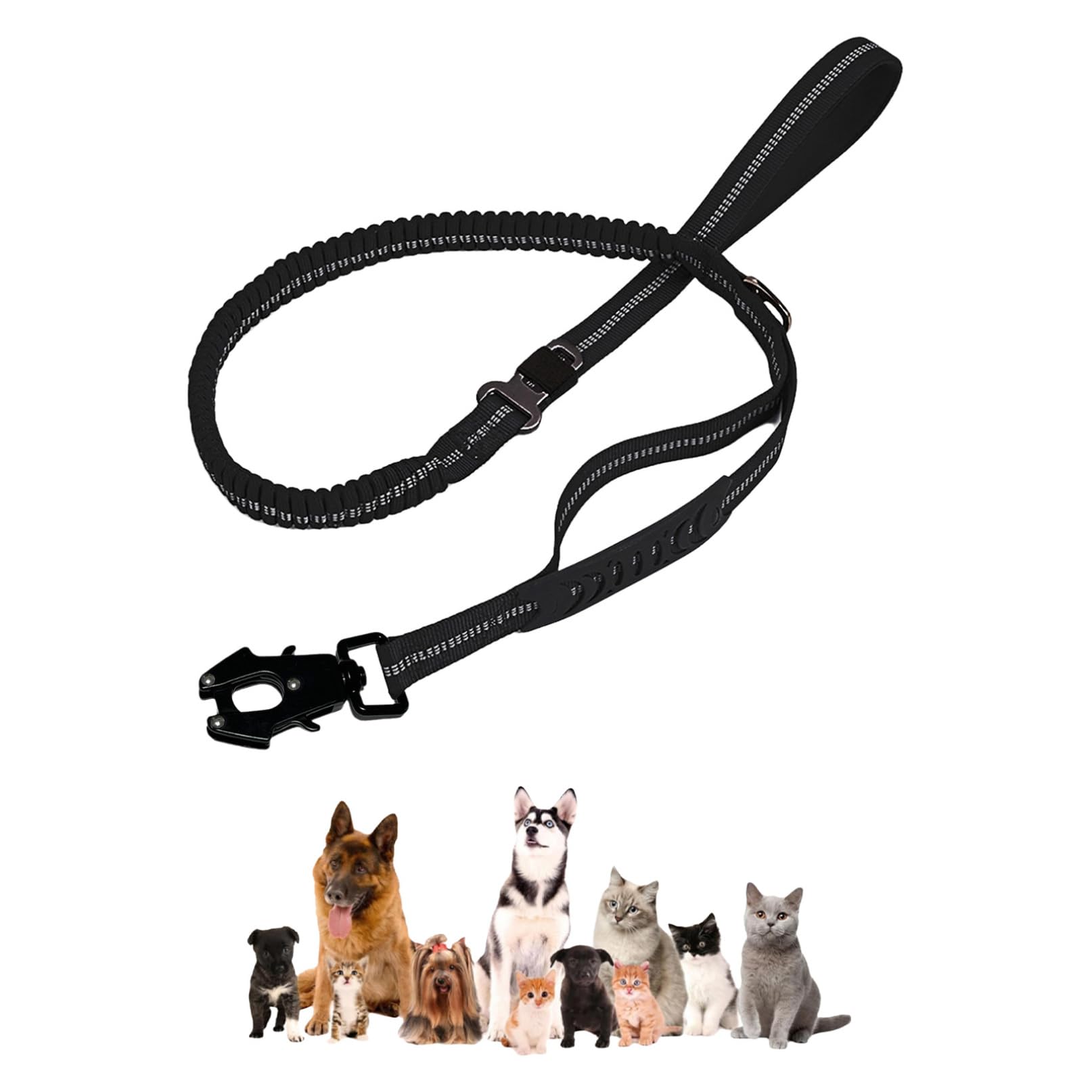 YiZYiF Bungee Dog Leash for Jogging and Walking Shock Absorbing Heavy Duty Reflective Pet Leads for Large Dogs Black L