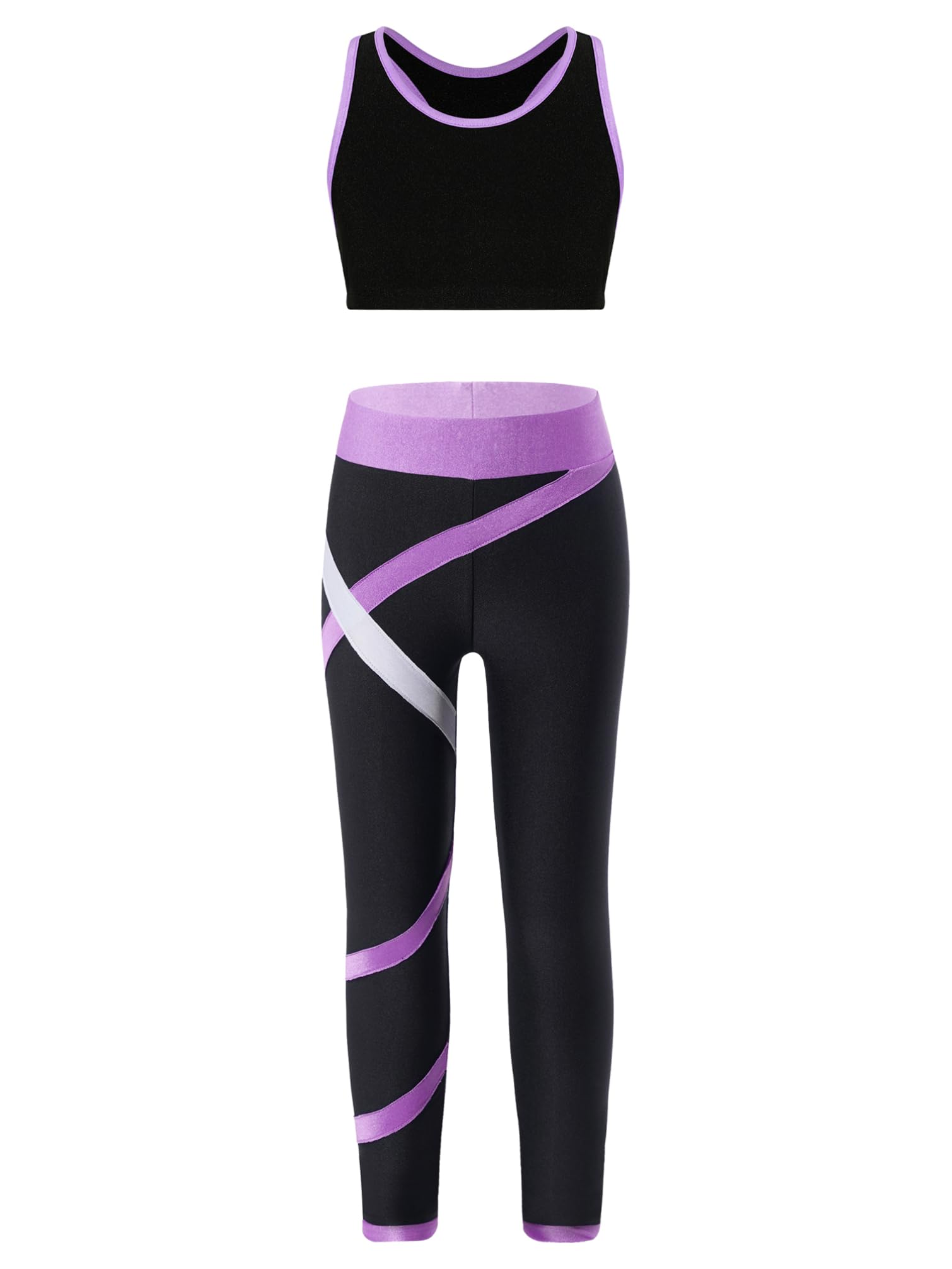 TiaoBug Conjunto de Chándal Verano para Niñas Tanks Top de Deportivo y Leggings Pantalones Largos de Elásticos Ropa de Deporte Danza Gimnasia
