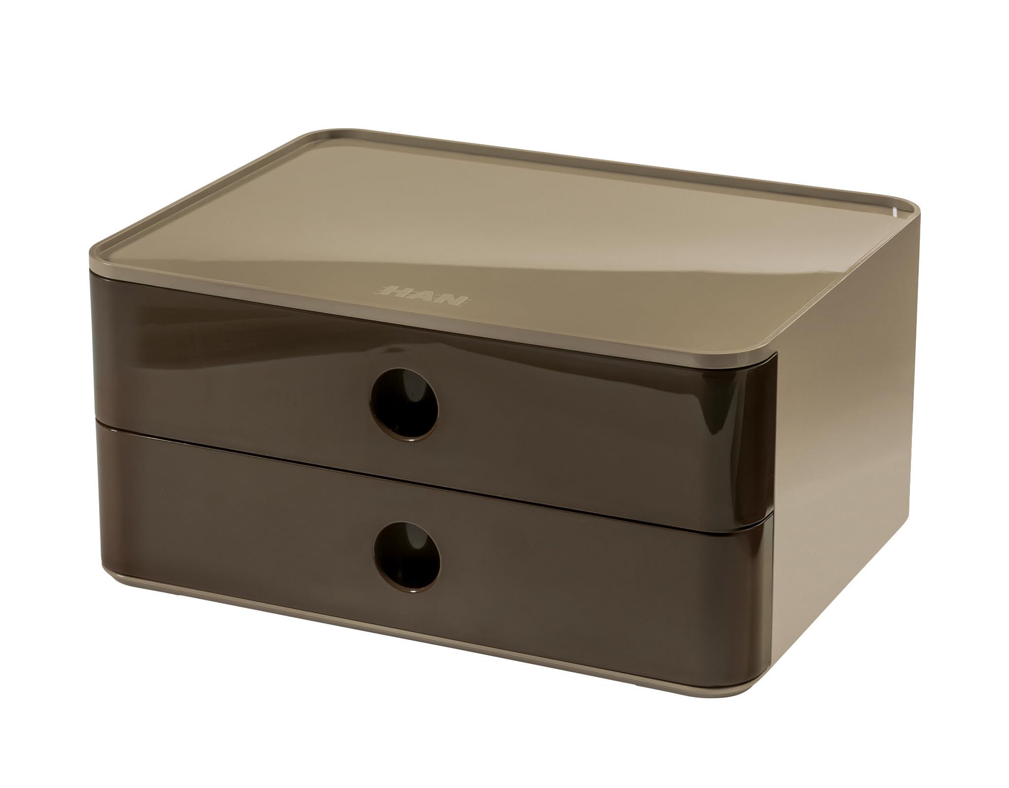 HAN Allison SMART-BOX 1120-42 Boîte à tiroirs avec 2 tiroirs et cloison de séparation, gestion des câbles, empilable, boîte à ustensiles pour bureau, cuisine, pieds en caoutchouc protégeant les