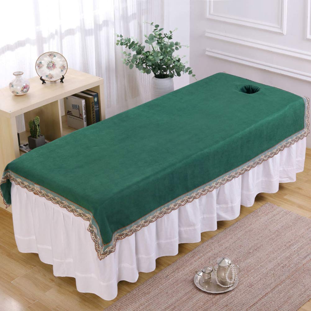 Miękki pokrowiec na łóżko z otworem na twarz, lekki pokrowiec na stół do masażu do salonu piękności, spa, E, 130 x 220 cm, jednolity kolor i koronkowy wzór