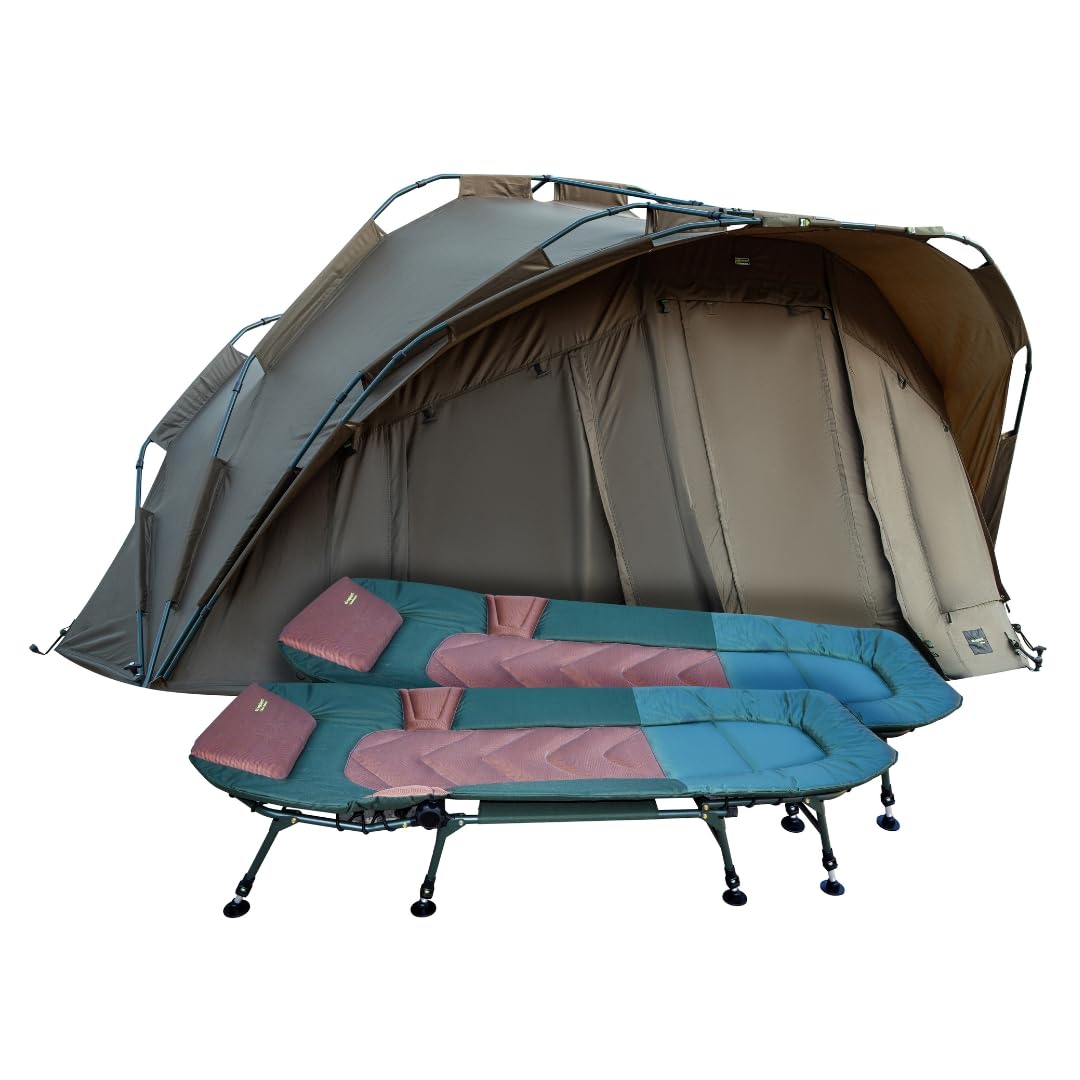 MK-Angelsport Anglerset Karpfenzelt + 2 Liegen Fort Knox 1-2 Mann Personen  Dome Zelt 2 x 8-Bein Set Angelzelt Anglerzelt Karpfenliege : Amazon.de:  Sport & Freizeit