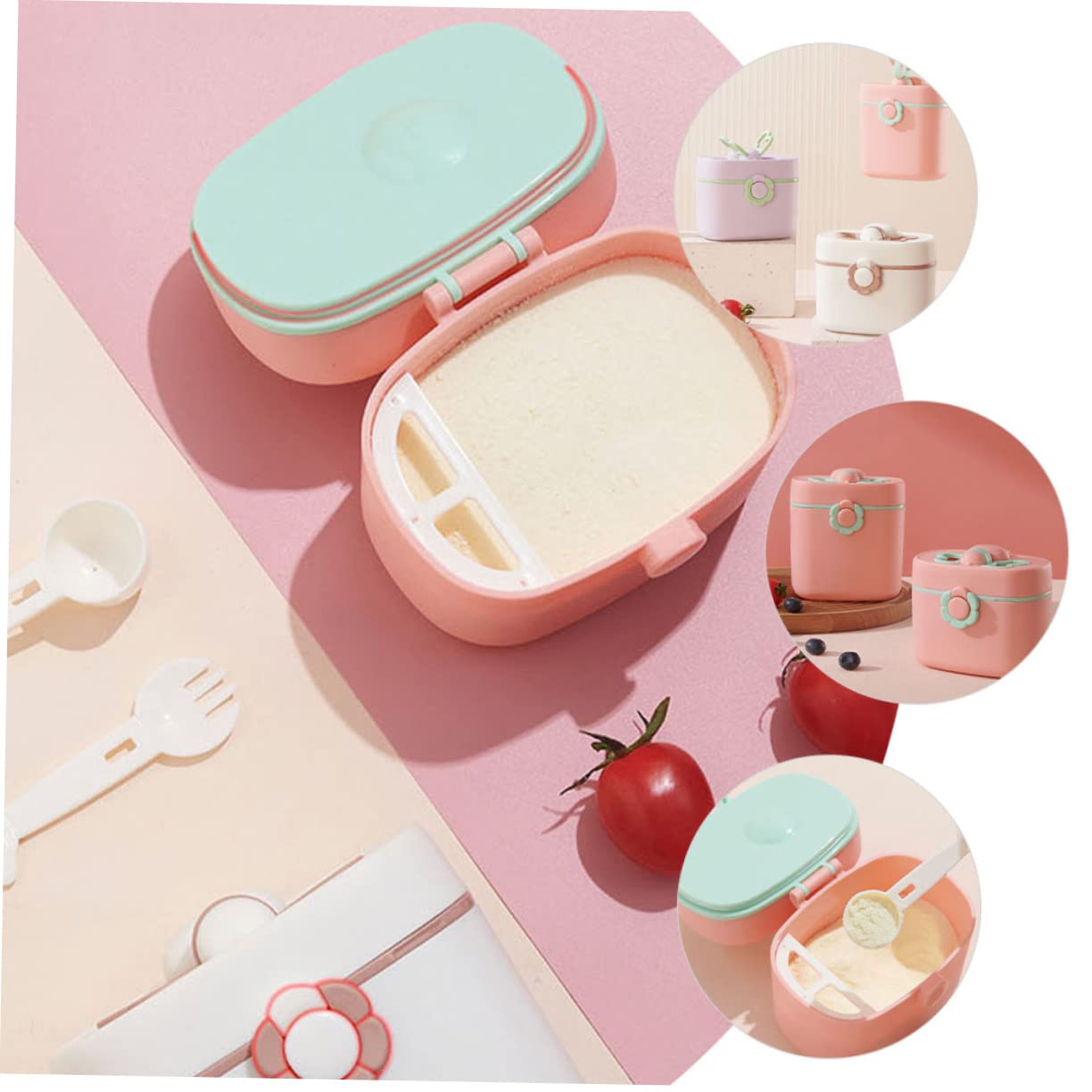 Portable Milk Powder Container for Baby Formula and Snacks, Pink PP image 3