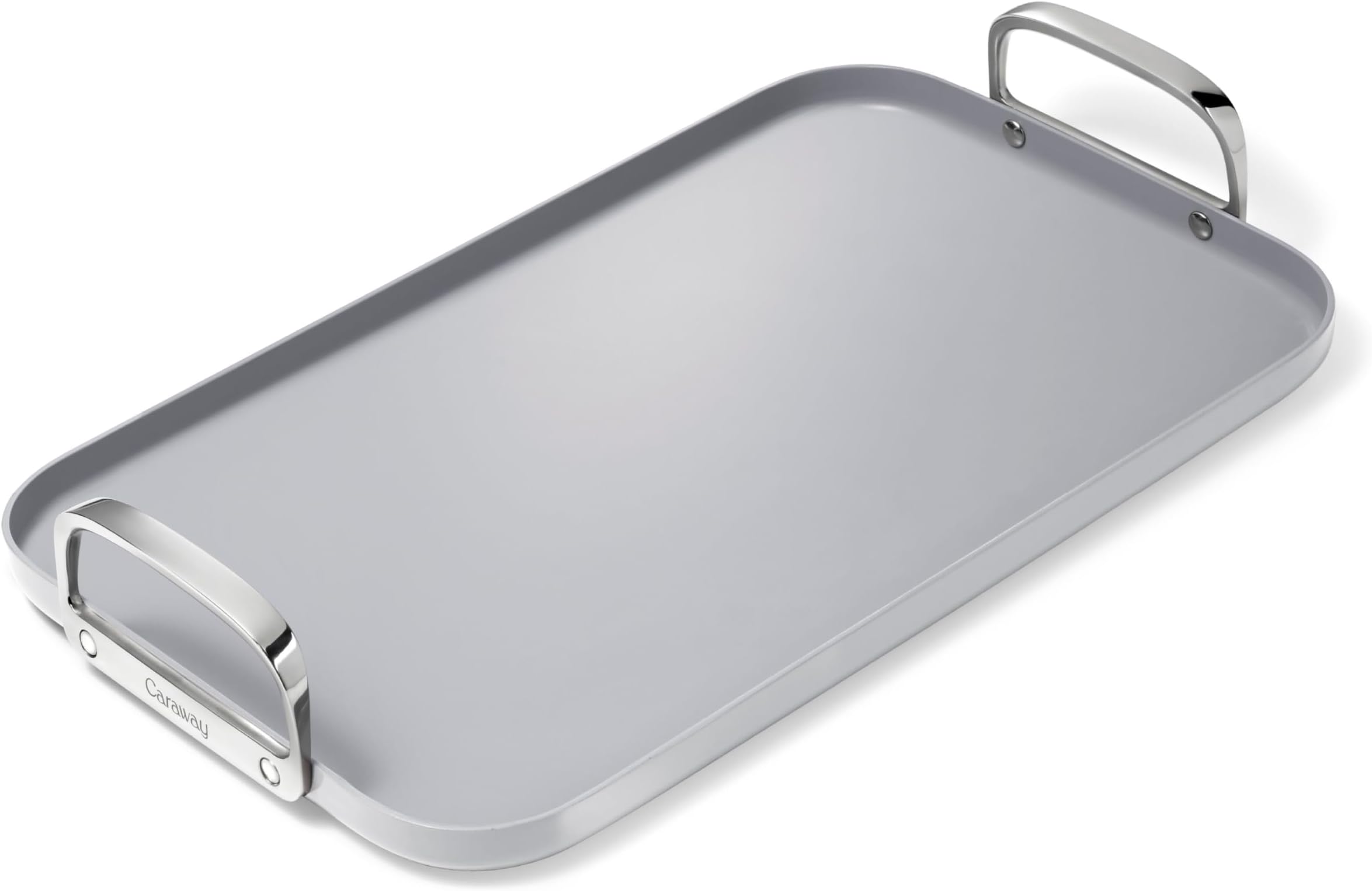 CarawayDouble Burner Griddle - 19x12” Griddle Pan - Non-Stick Ceramic Coated - Non Toxic, PTFE & PFOA Free - Oven Safe & Compatible with All Stovetops - Gray