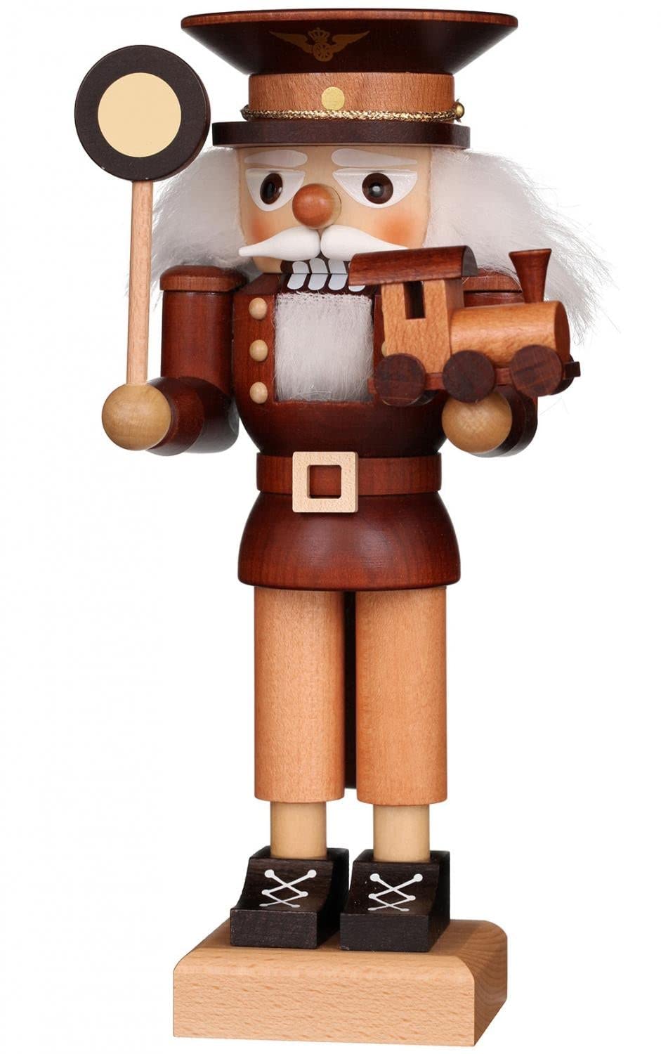 German Christmas Nutcracker Conductor natural wood - 24,5cm / 10 inch - Authentic German Erzgebirge Nutcrackers - Christian Ulbricht