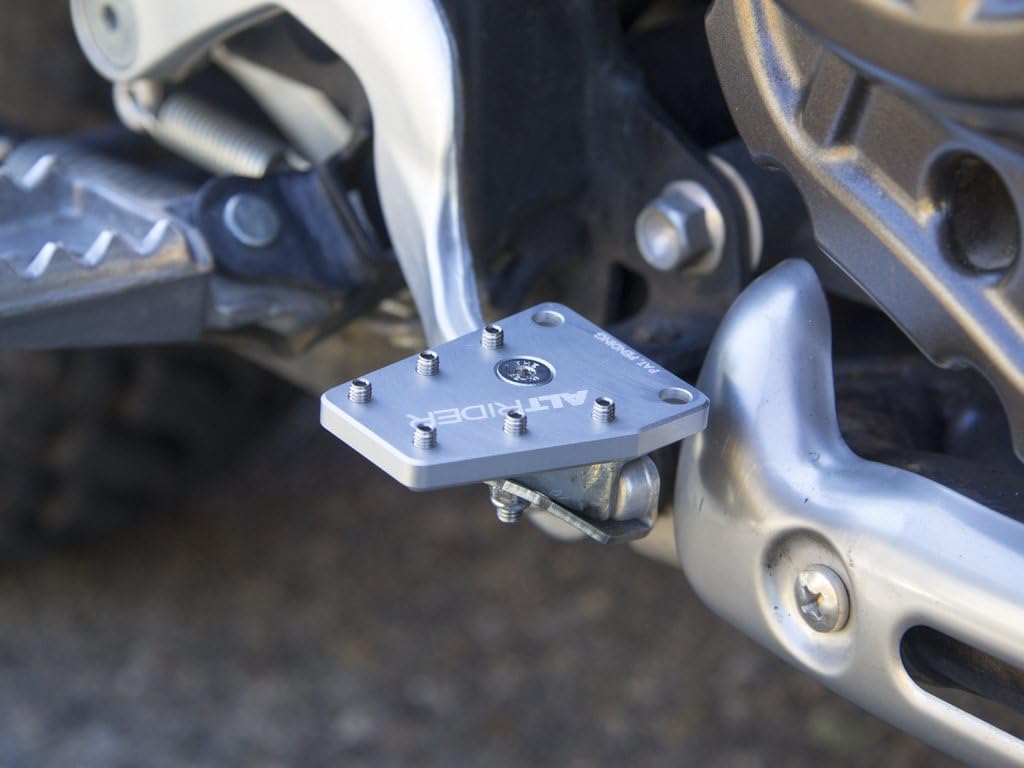 AltRider Rear Brake Enlarger Plate Compatible with Yamaha Super Tenere XT1200Z – Heavy Duty Billet Aluminum Pedal Extension with Replaceable Grip Pins - Enhanced Foot Grip - Silver