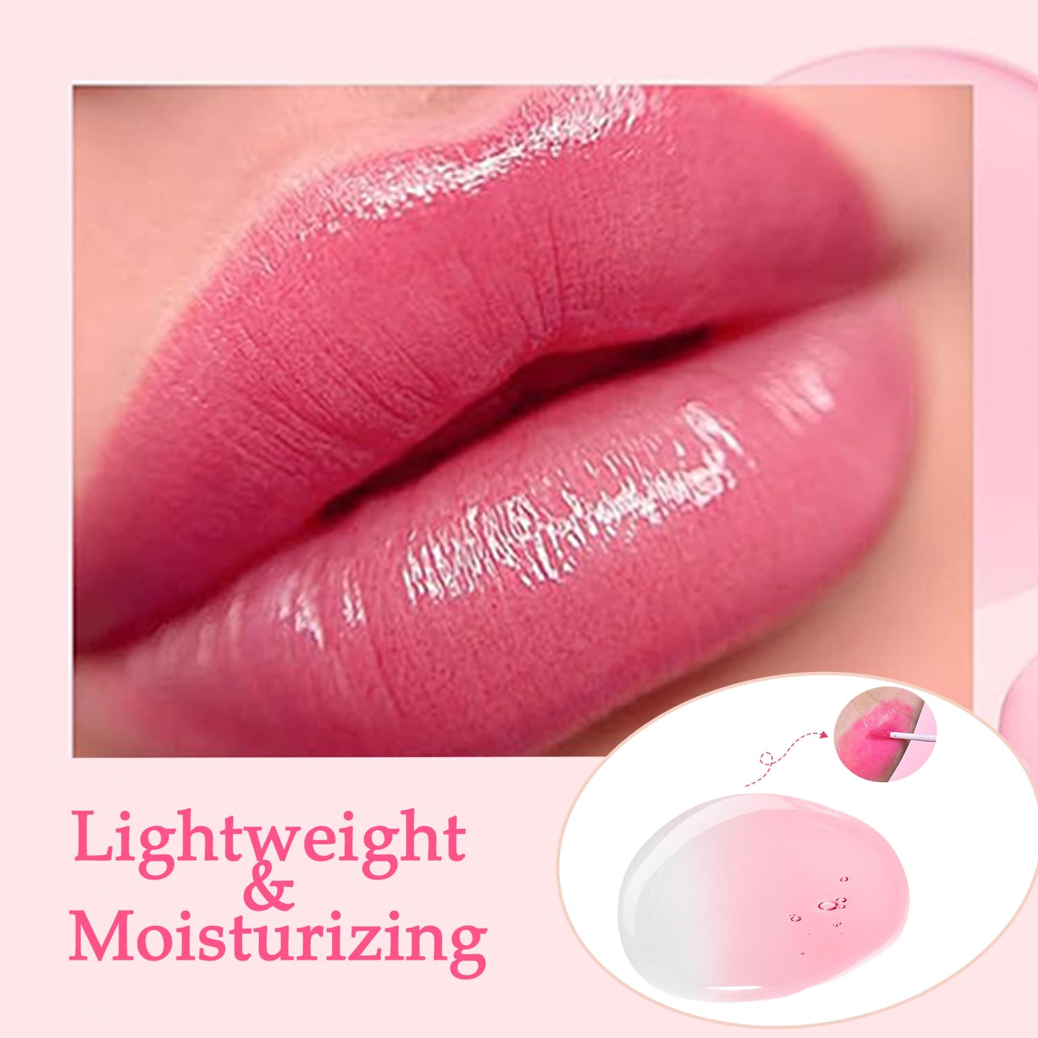 Pink Lip Serum Lip Gloss, Moisturising Plumping Oil & Colour Changing Tinted Balm for Soft Full Subtle Pink Tint - Image 2